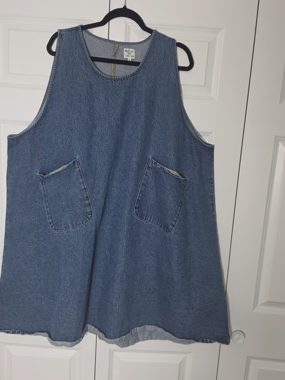 Shiny by Nature 3XL Denim Jumper Dress Blue Cotton Plus Size Pockets